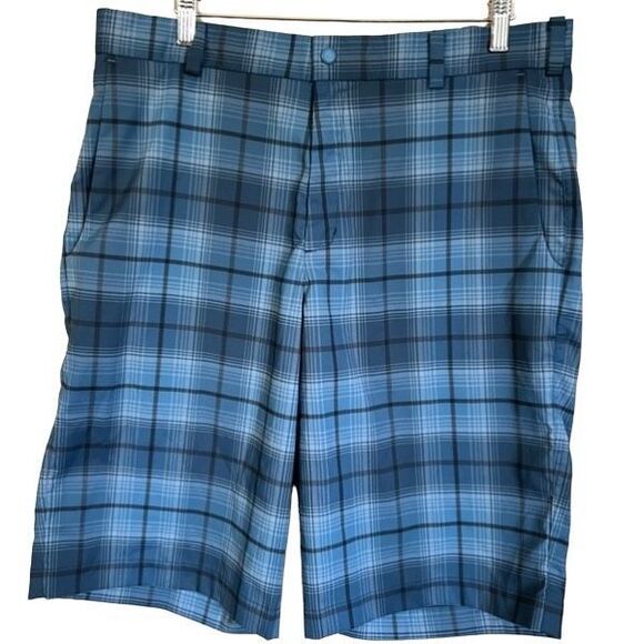 Nike Golf Shorts Mens 34 Blue Athletic Dri-Fit Plaid Flat Front MSRP $69 - Picture 12 of 12